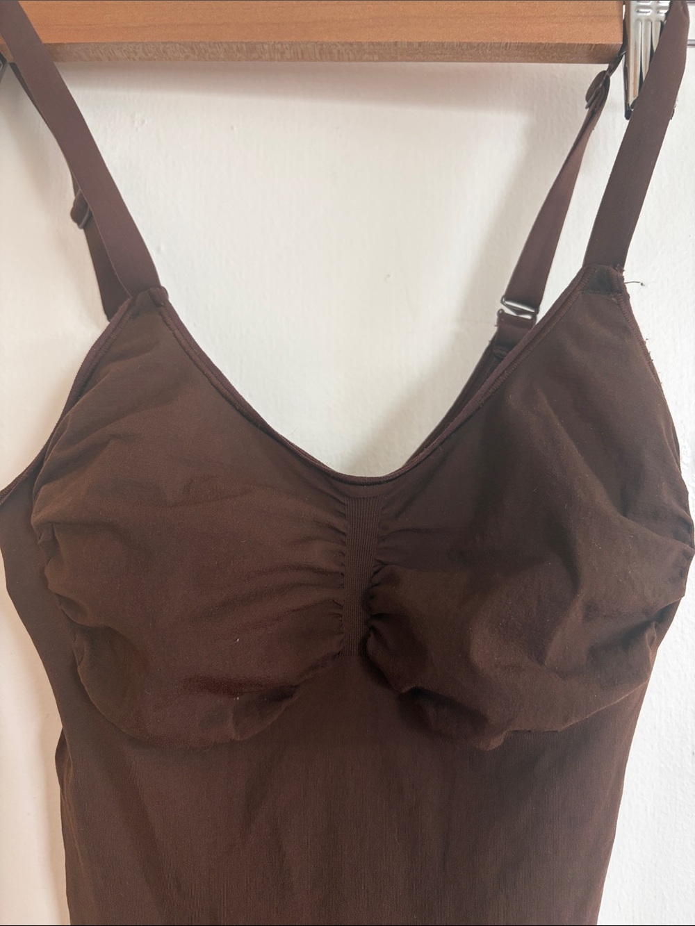SKIMS Chocolate Brown Bodysuit Shapewear, mid thigh